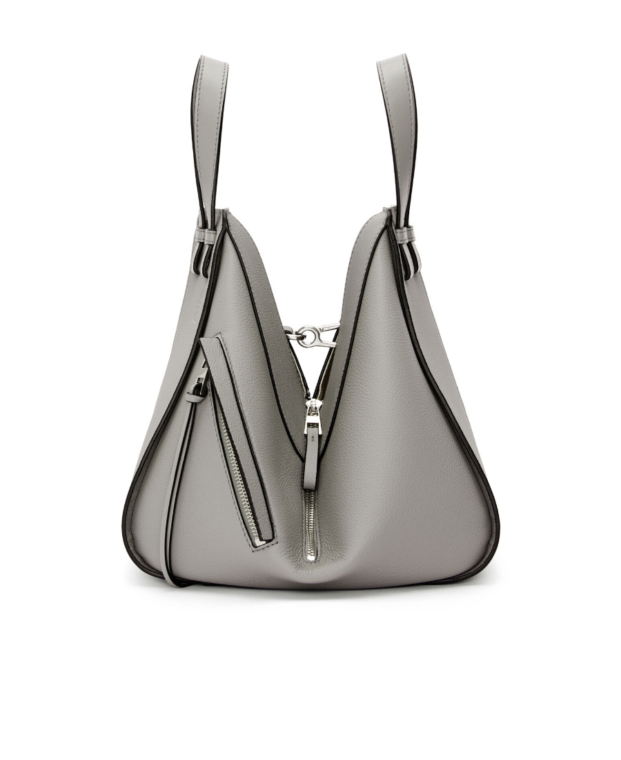 Loewe Pearl Grey Hammock Small Leather Shoulder Bag In Gray