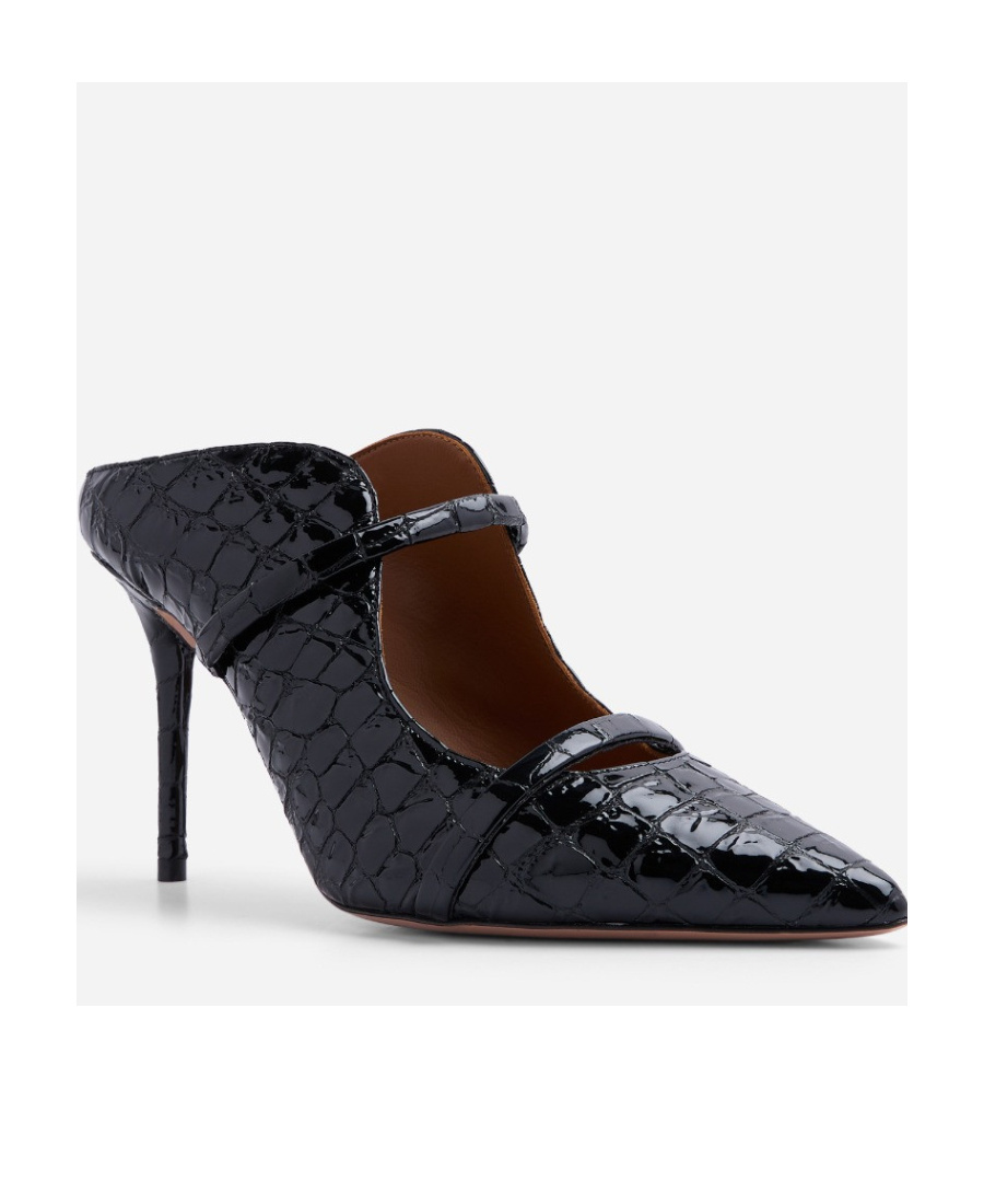 Malone Souliers Maureen 100mm Crocodile-embossed Mules In Black