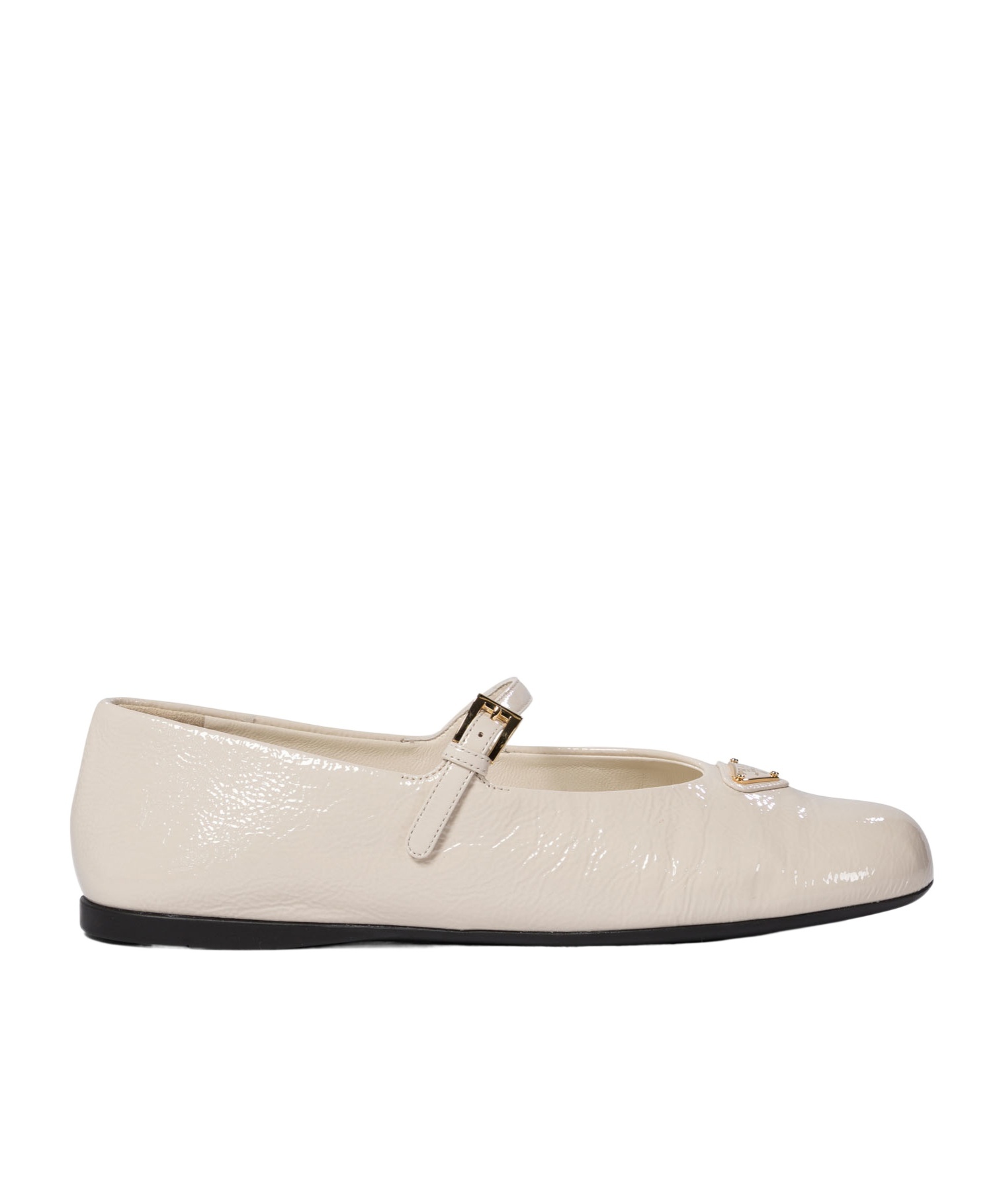 Prada Patent-leather Ballerina Flats In Nude
