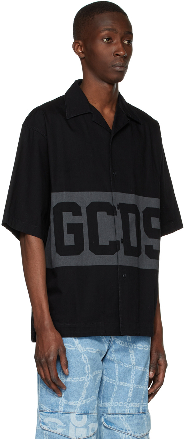 Gcds Logo-print Short-sleeved Shirt In Black
