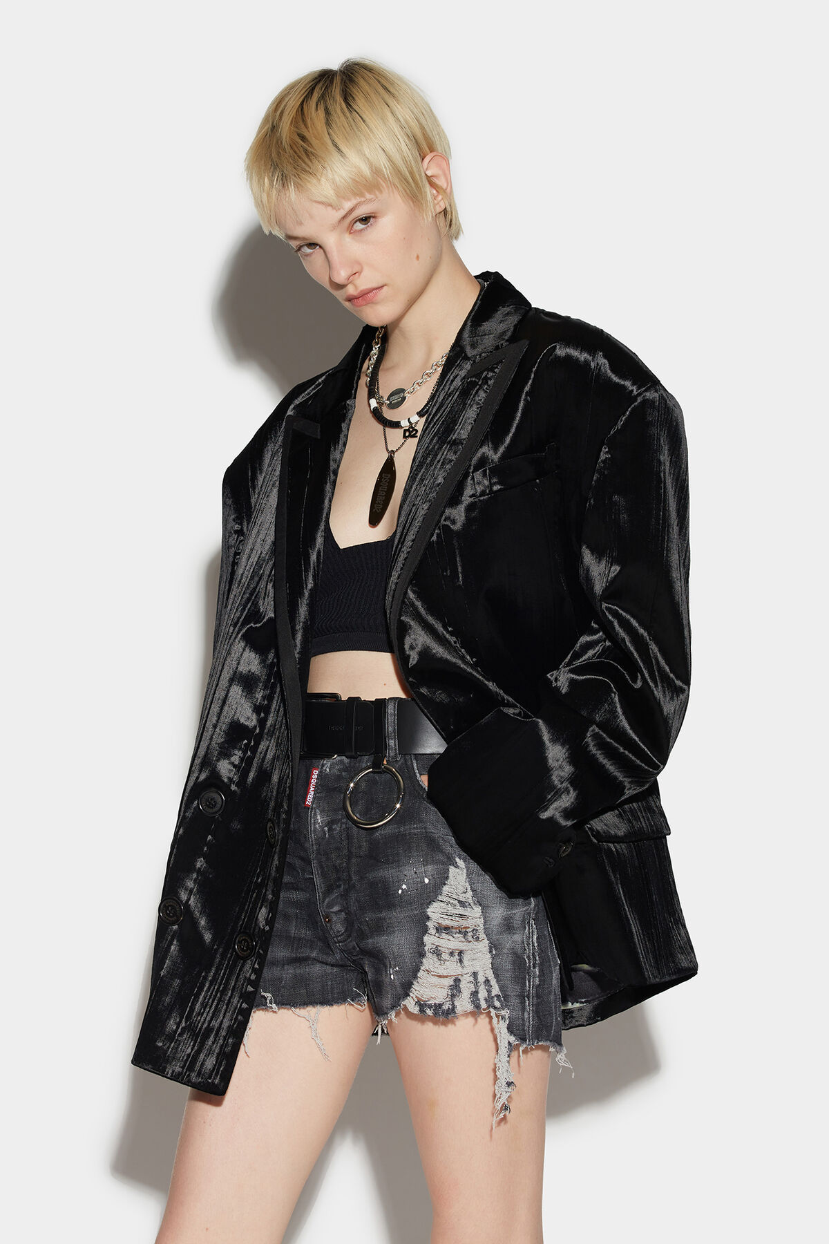 Dsquared2 Raw Cut Baggy Denim Shorts In Black