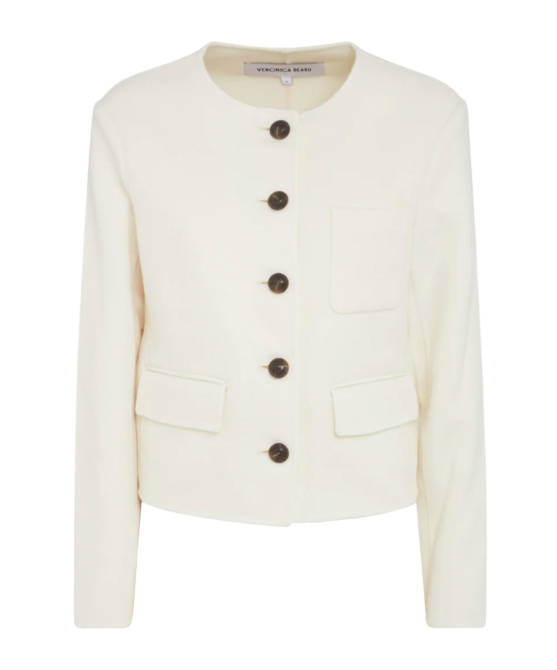 Veronica Beard Lyssa Stretch Wool Jacket In White