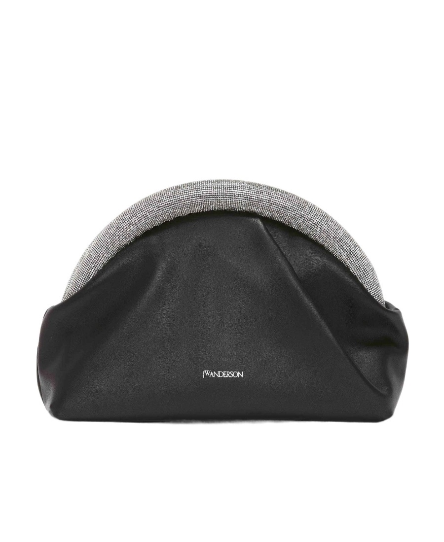 Jw Anderson J.w. Anderson Bumper-clutch Crystal-embellished Mini Bag In Black