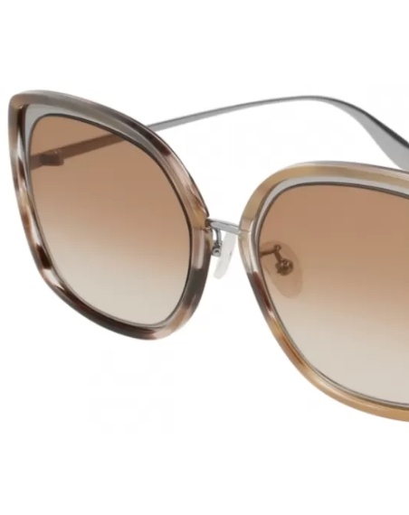 Alexander Mcqueen Logo Details Sunglasses In Nude