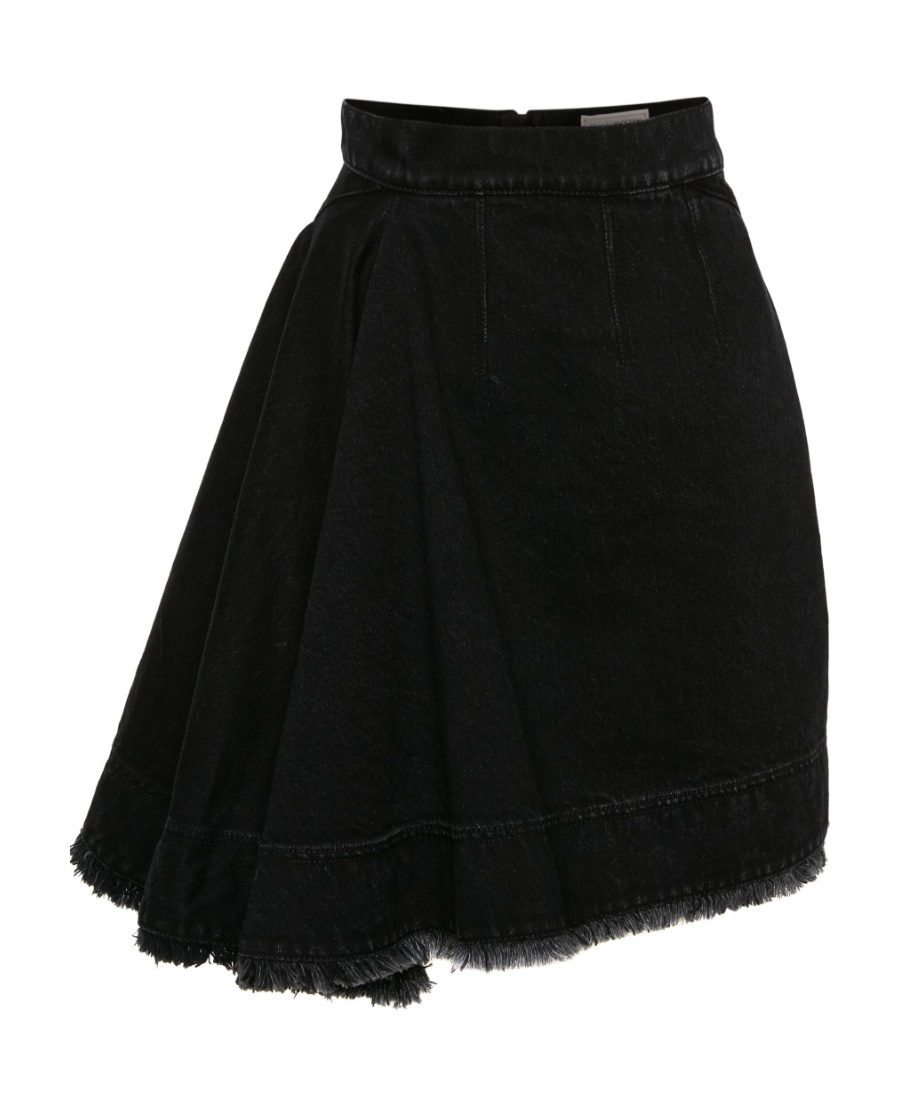 Alexander Mcqueen Asymmetric Denim Skort In Black