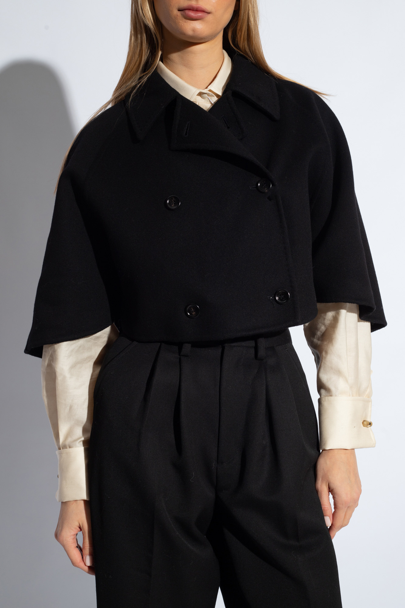 Max Mara Double-breasted Cloak In Black
