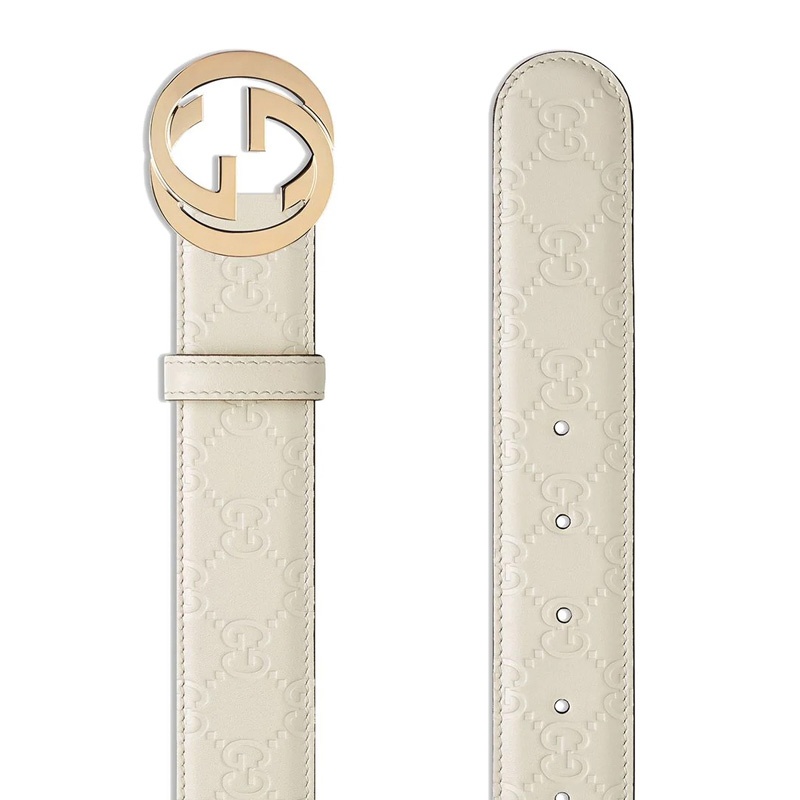 Gucci Logo Printed Belt In Nude