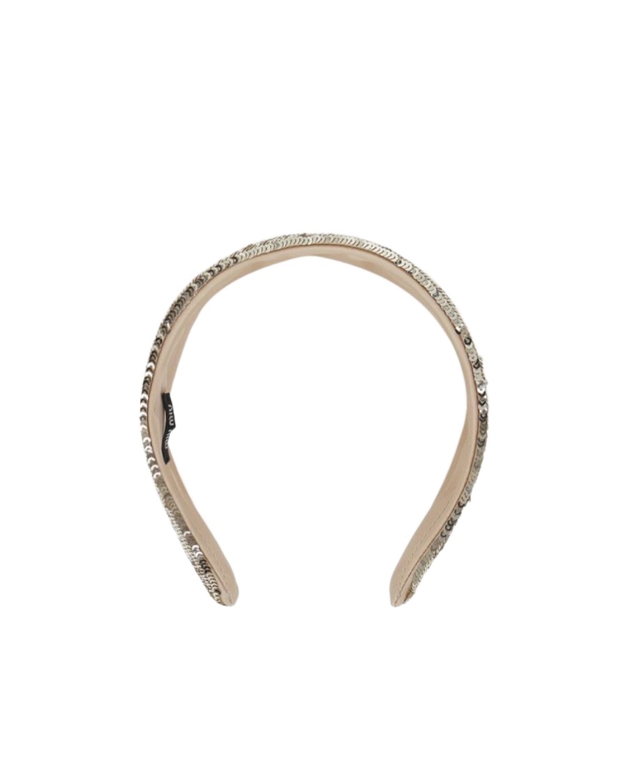 Miu Miu Sequin-embellished Wide Headband In Yellow