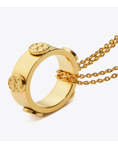 Shop Tory Burch Miller Stud Pendant Necklace In Yellow