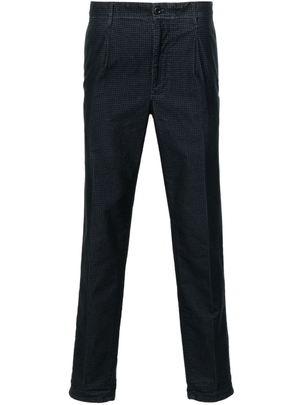 Incotex Herringbone-pattern Tapered Trousers In Black