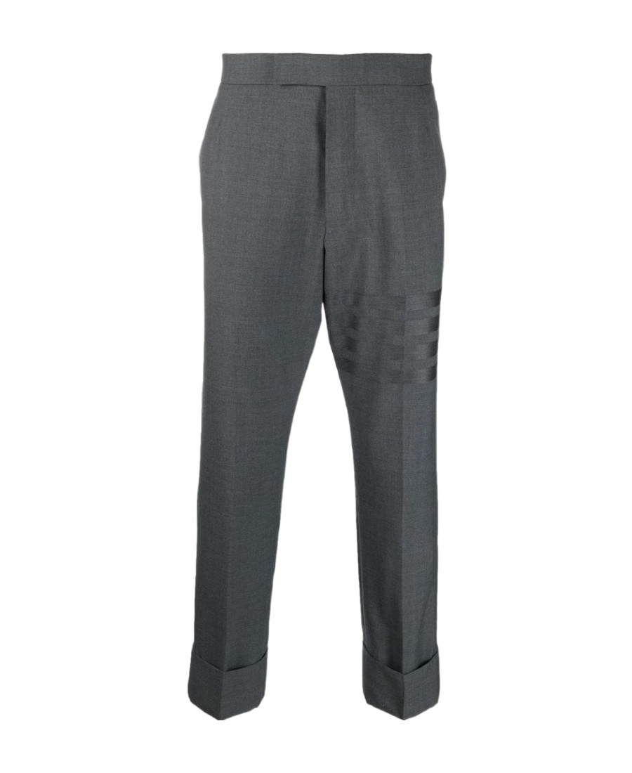 Thom Browne Cropped Stripe-print Wool Trousers In Black
