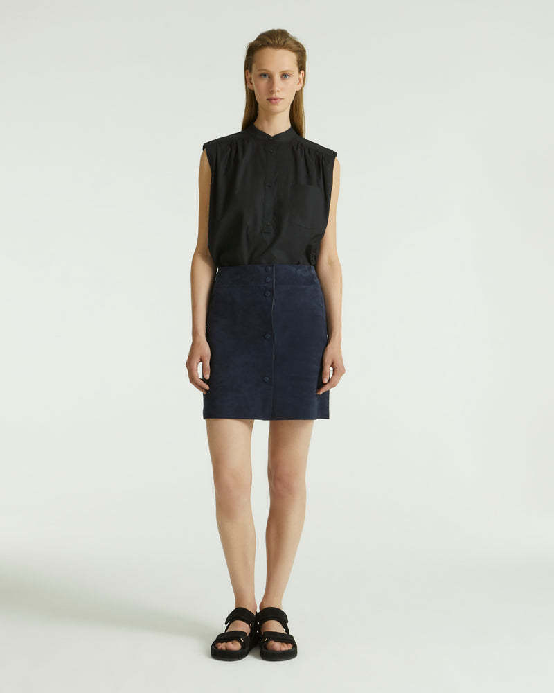 Yves Salomon Suede Skirt In Black