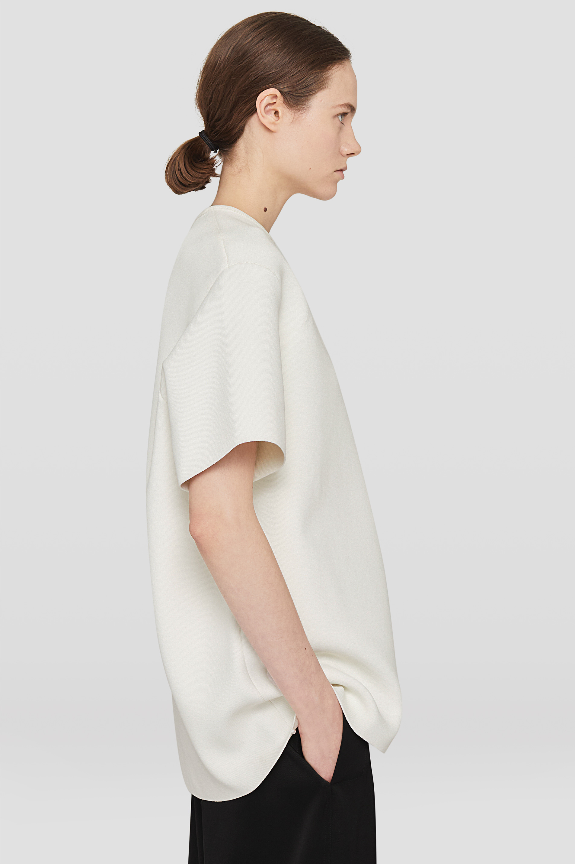 Jil Sander Debossed-logo Short-sleeve Top In White