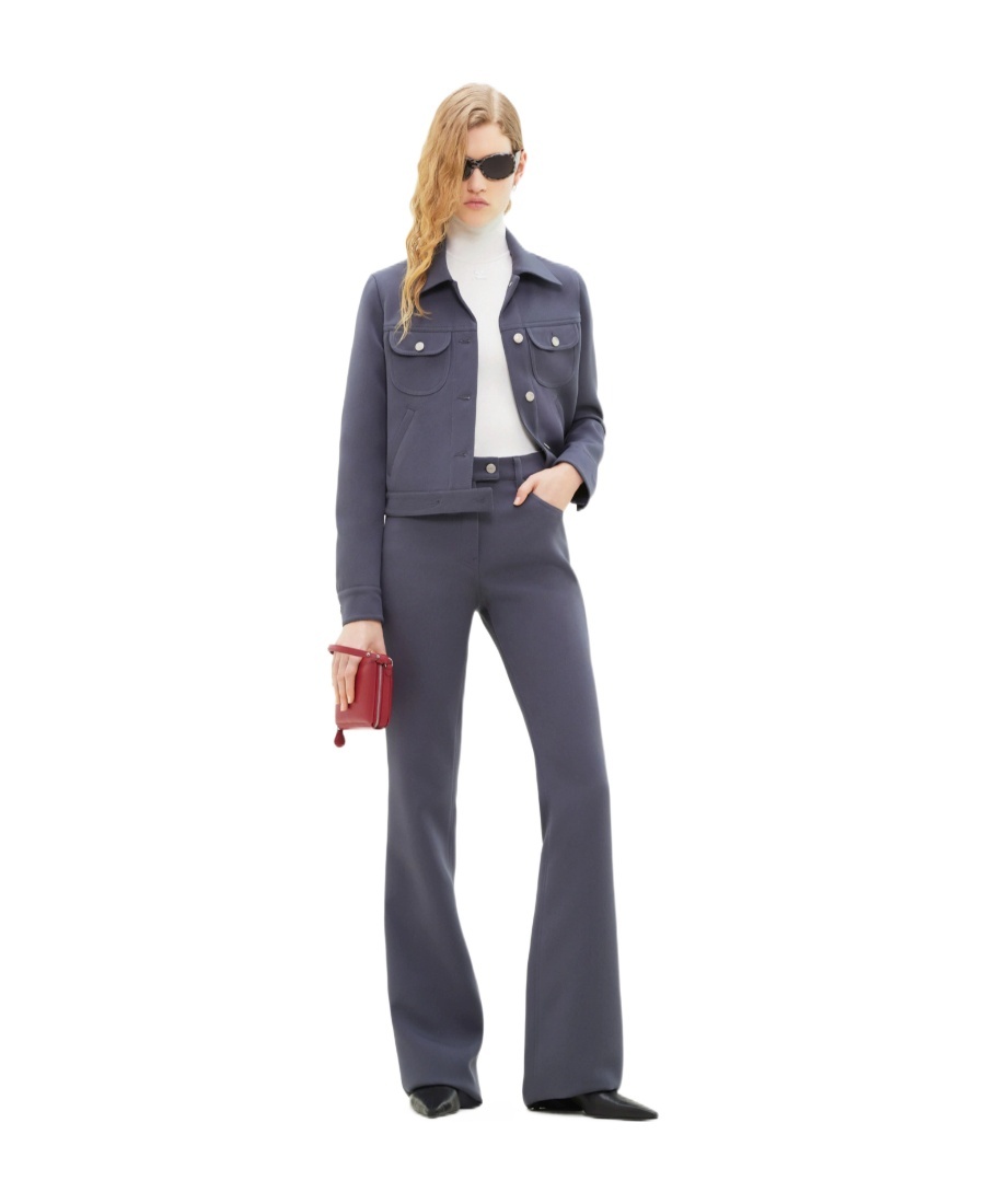 Shop Courrèges Twill Casual Trousers In Black
