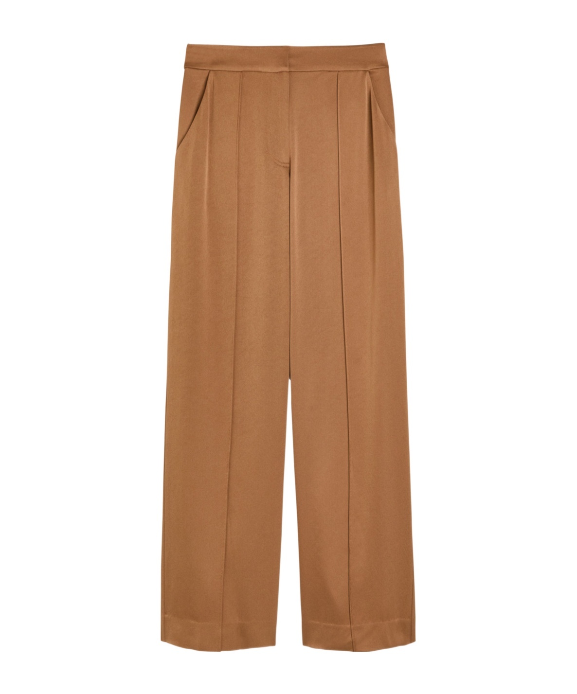Simkhai Kyra Pintuck Wide-leg Satin Trousers In Brown