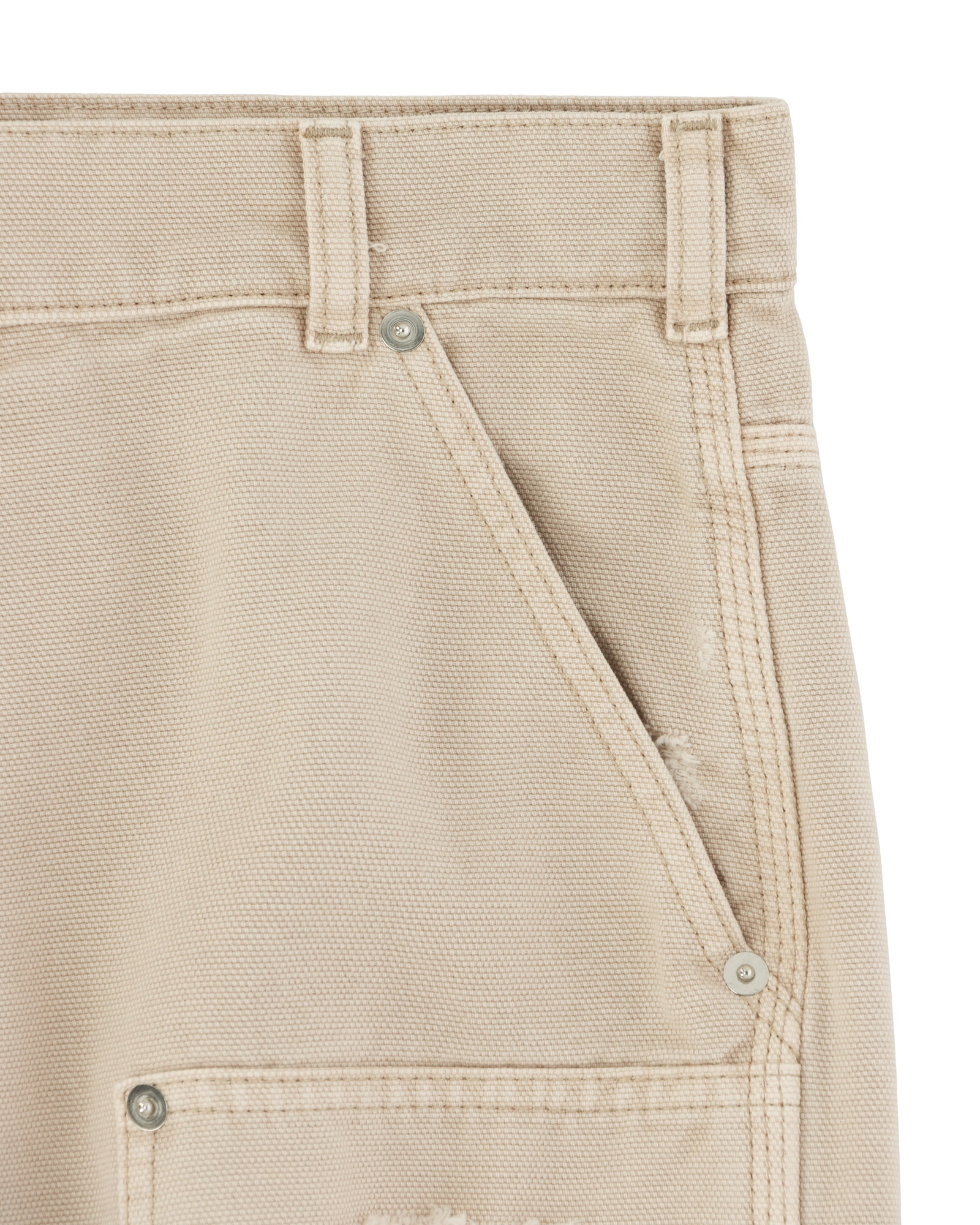 Alyx Destroyed Canvas Ripped Carpenter Trousers In Nude