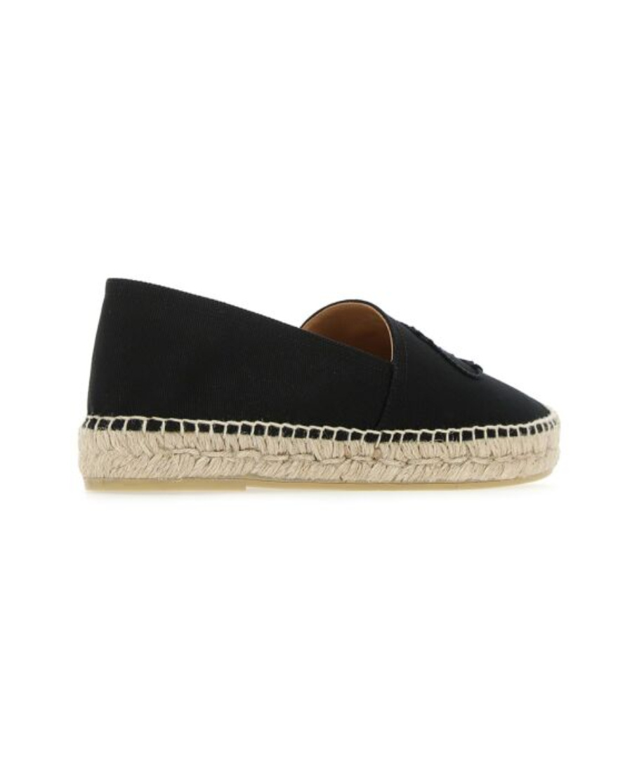 Prada Embroidered Logo Espadrilles In Black