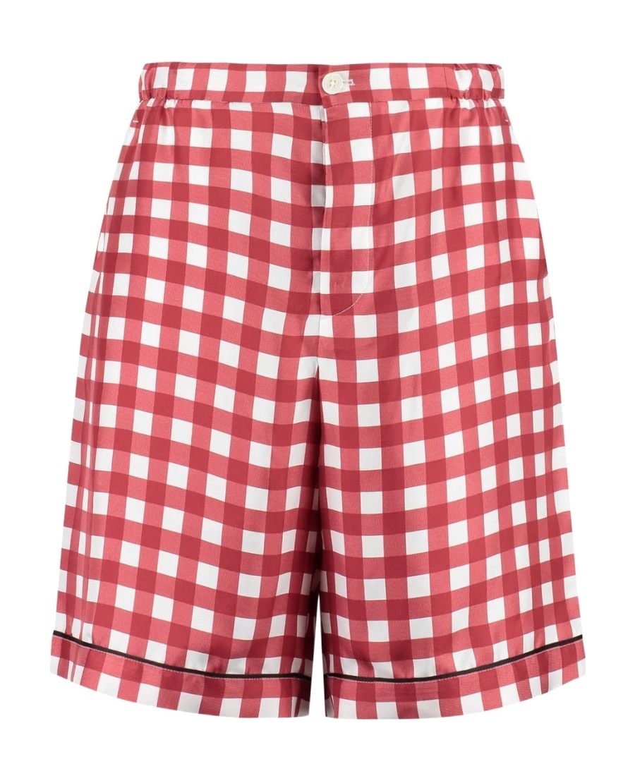Prada Plaid Shorts In Red
