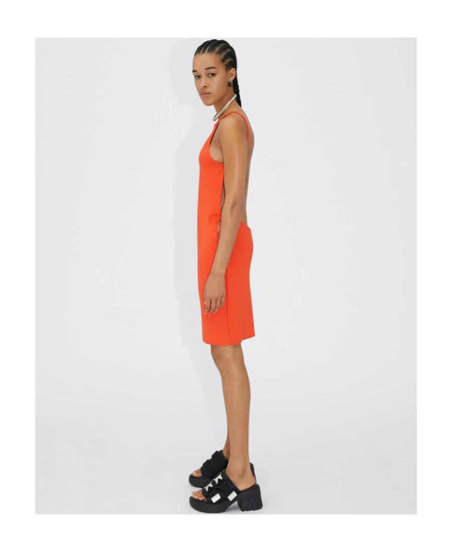 Bottega Veneta Stretch Viscose Blend Dress With Adjustable Side Ties In Orange