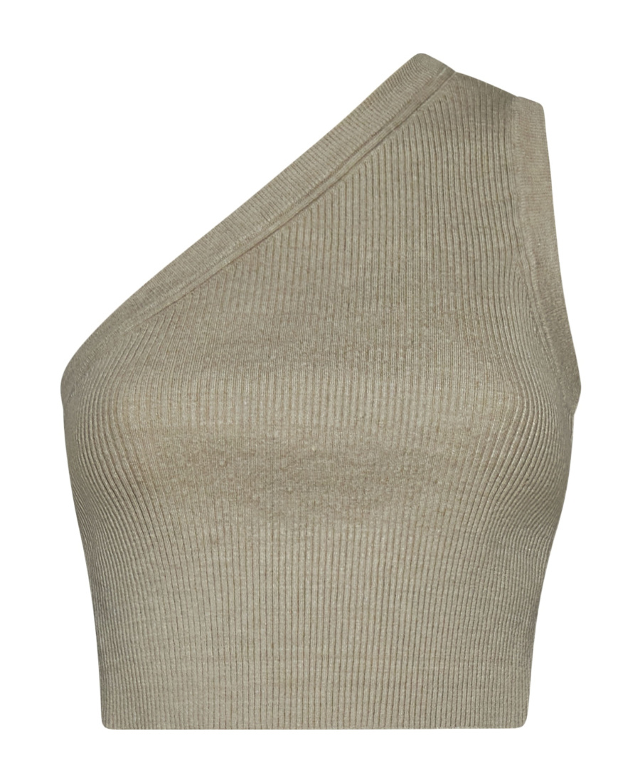 Shop Jacquemus One-shoulder Vest In Nude
