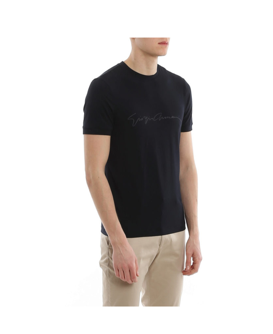 Shop Giorgio Armani Logo-print T-shirt In Black