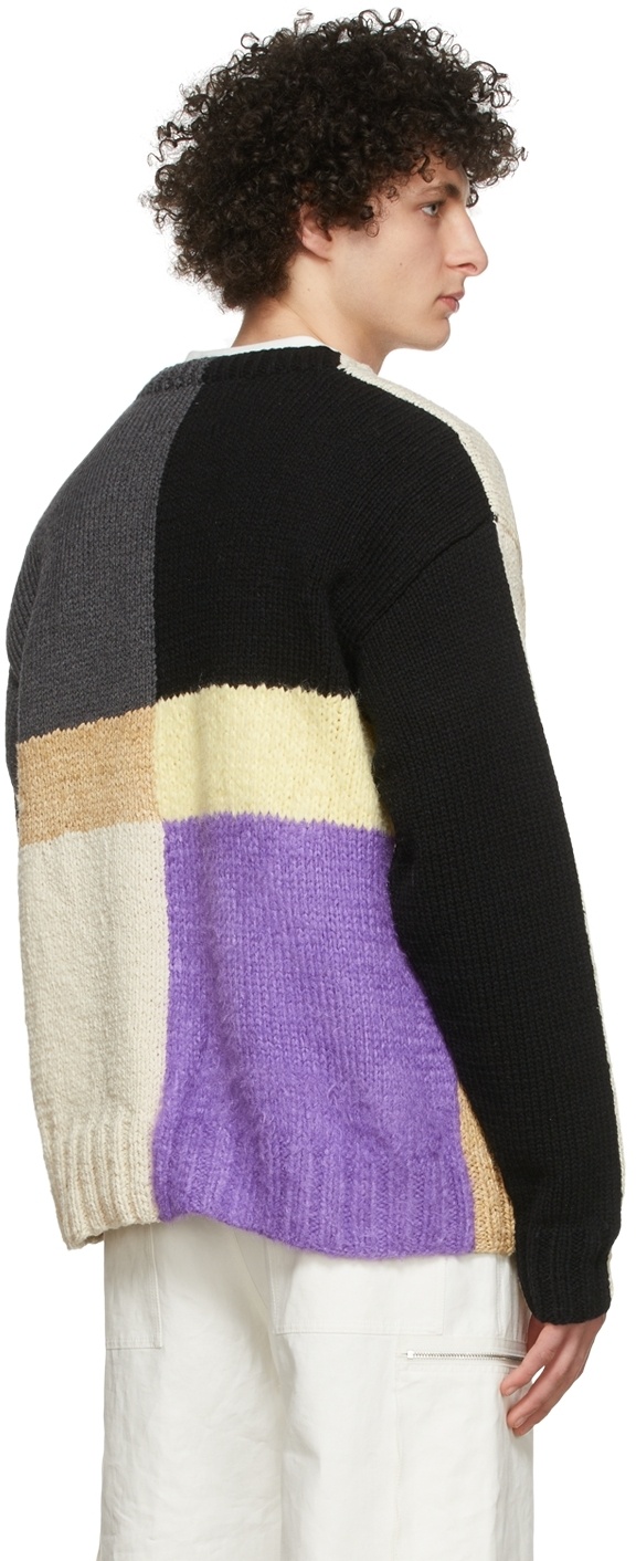 Jil Sander Crewneck Colourblock Intarsia Knit Sweater In Nude