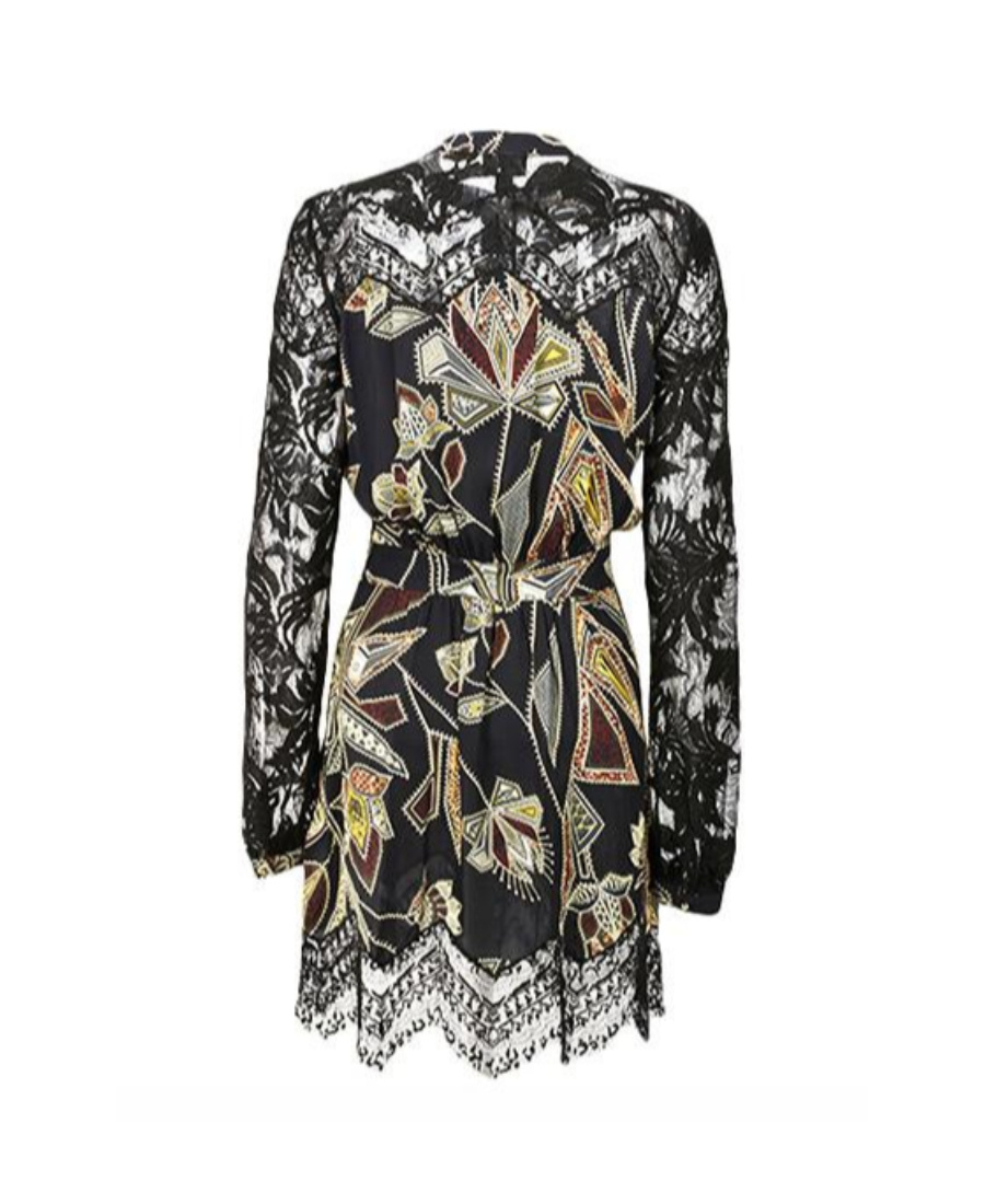 Shop Just Cavalli Lace Long-sleeved Dress In Black