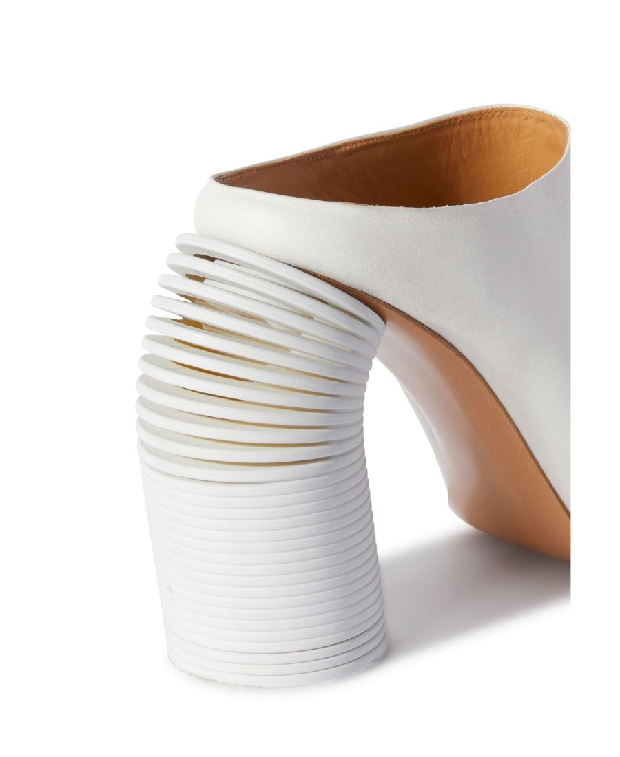 Off-white High-heel Leather Mules In White
