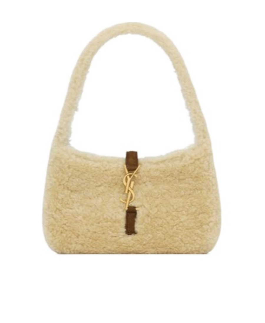 Saint Laurent Le 5 À 7 Mini In Shearling In Nude