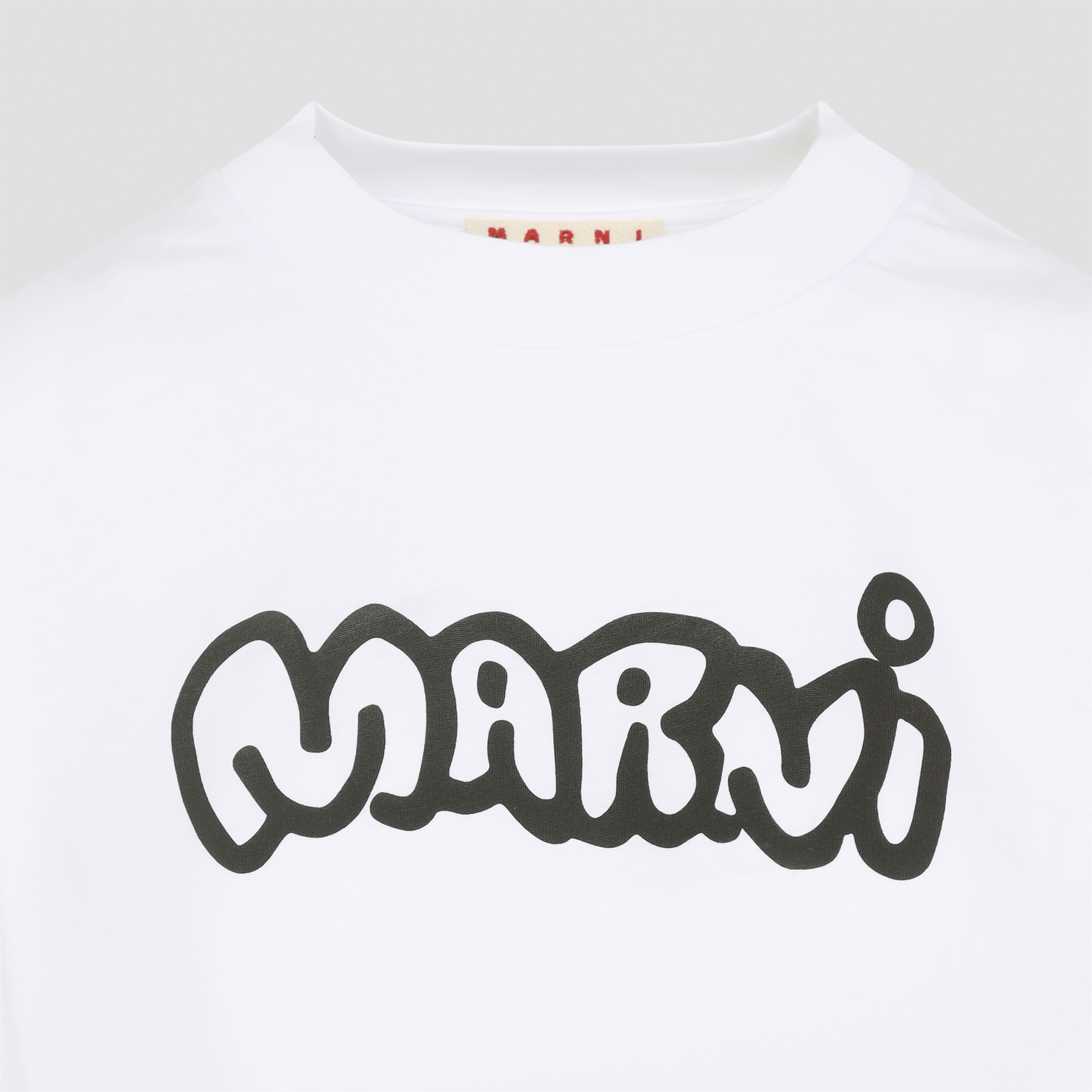 Marni Short Sleeve Boxy Crop Top In White