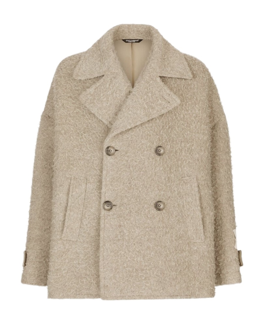 DOLCE & GABBANA DOUBLE-BREASTED BRUSHED PEACOAT