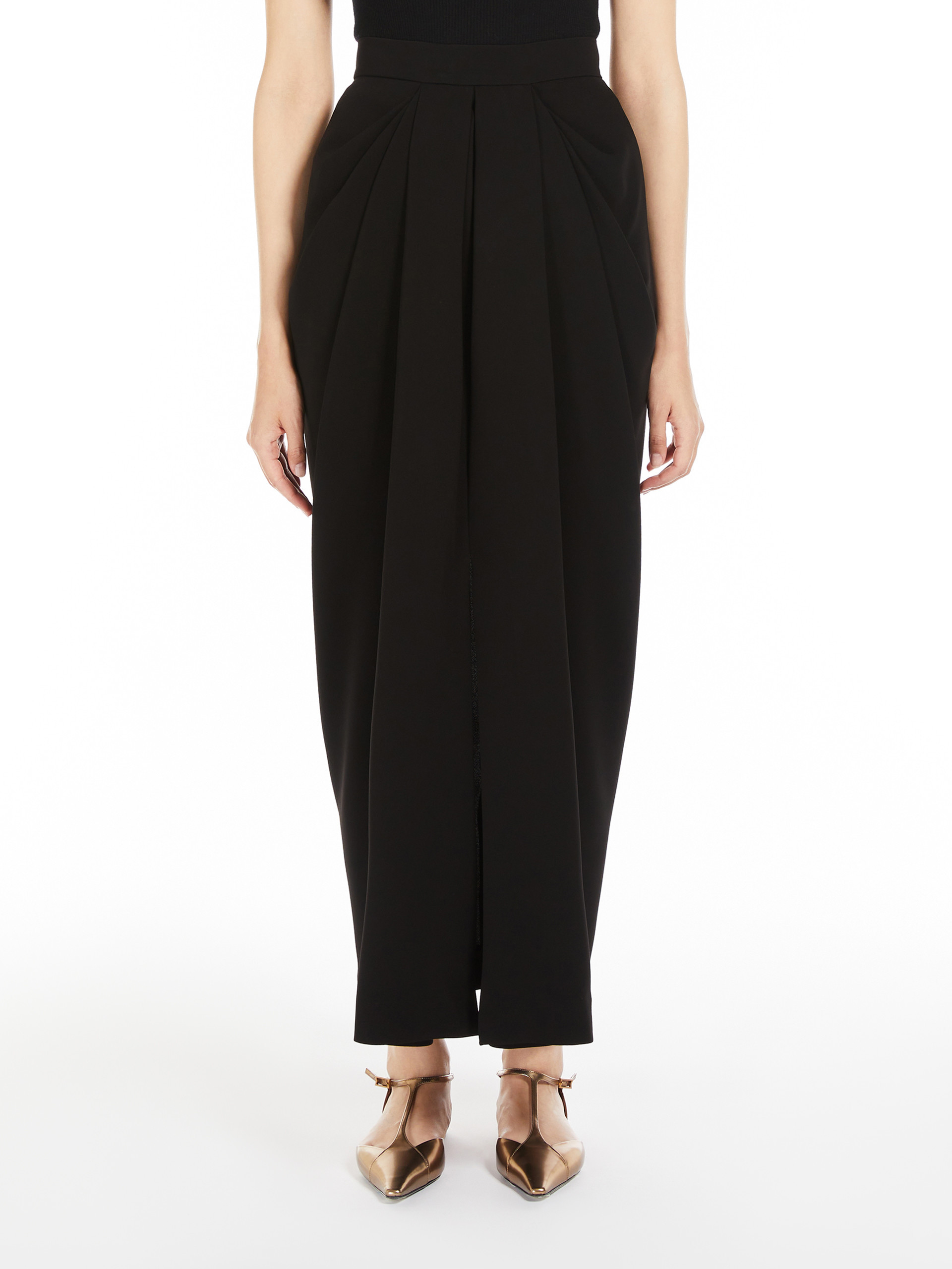 Max Mara Womens Ridente Draped High-waist Crepe Maxi Skirt Black In Black