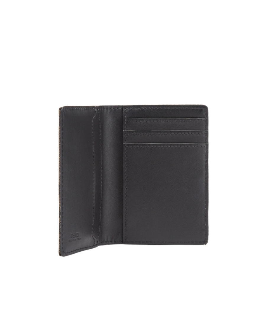 Fendi Ff-jacquard Leather Wallet In Black