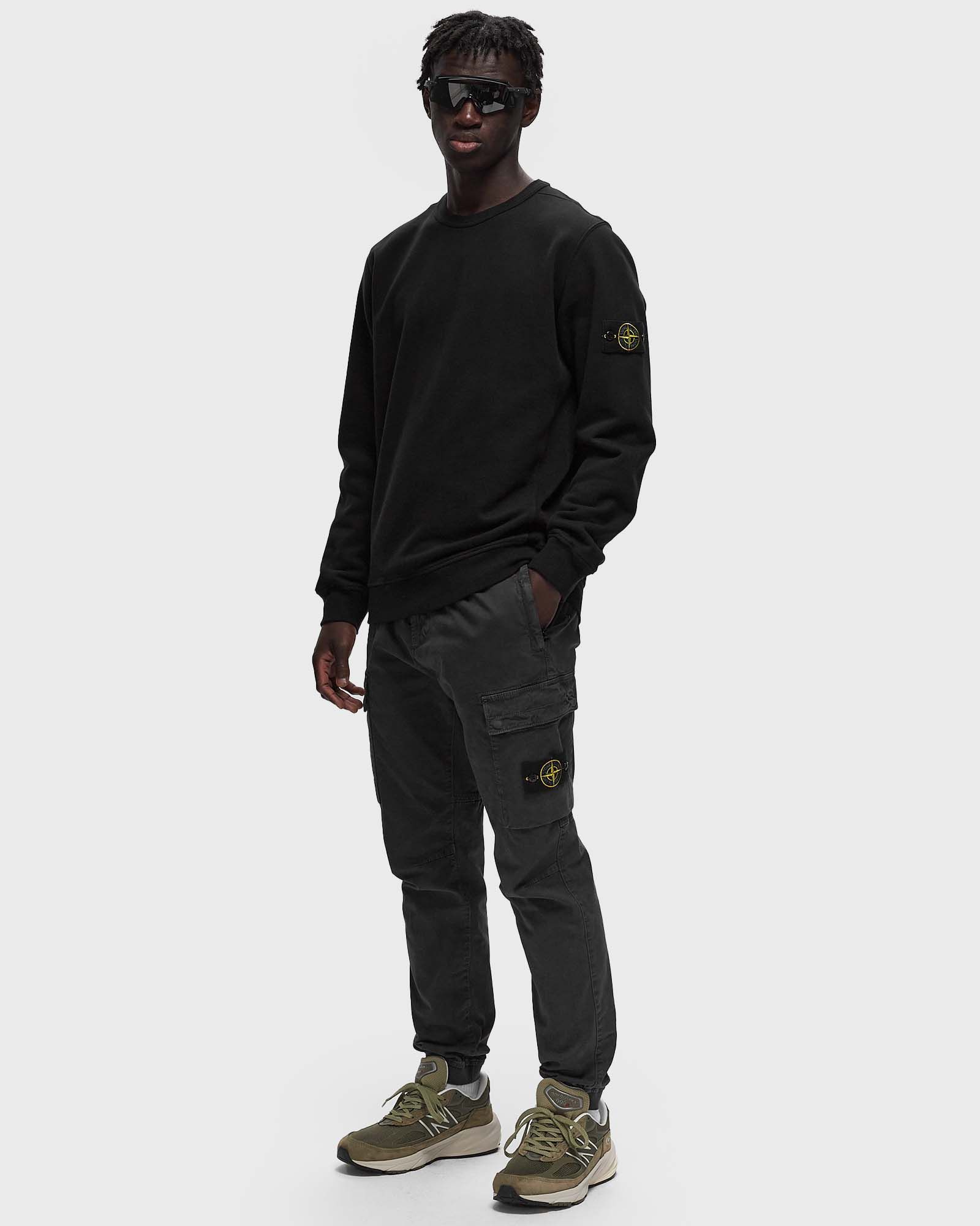 Stone Island Tapered Garment-dyed Cotton-blend Cargo Trousers In Black
