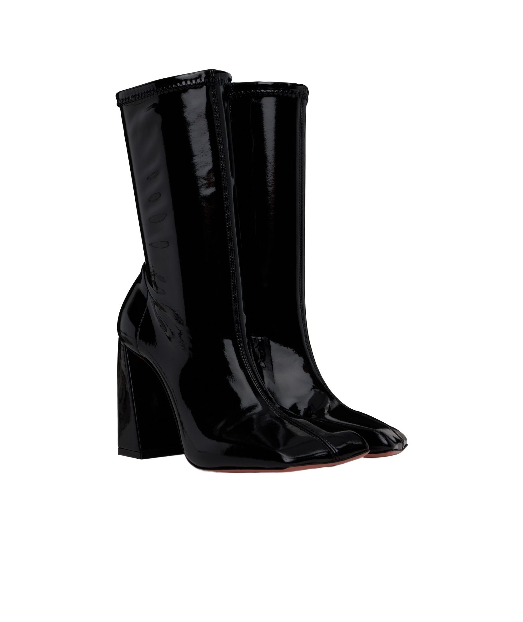 Amina Muaddi Marine 100mm Leather Ankle Boots In Black