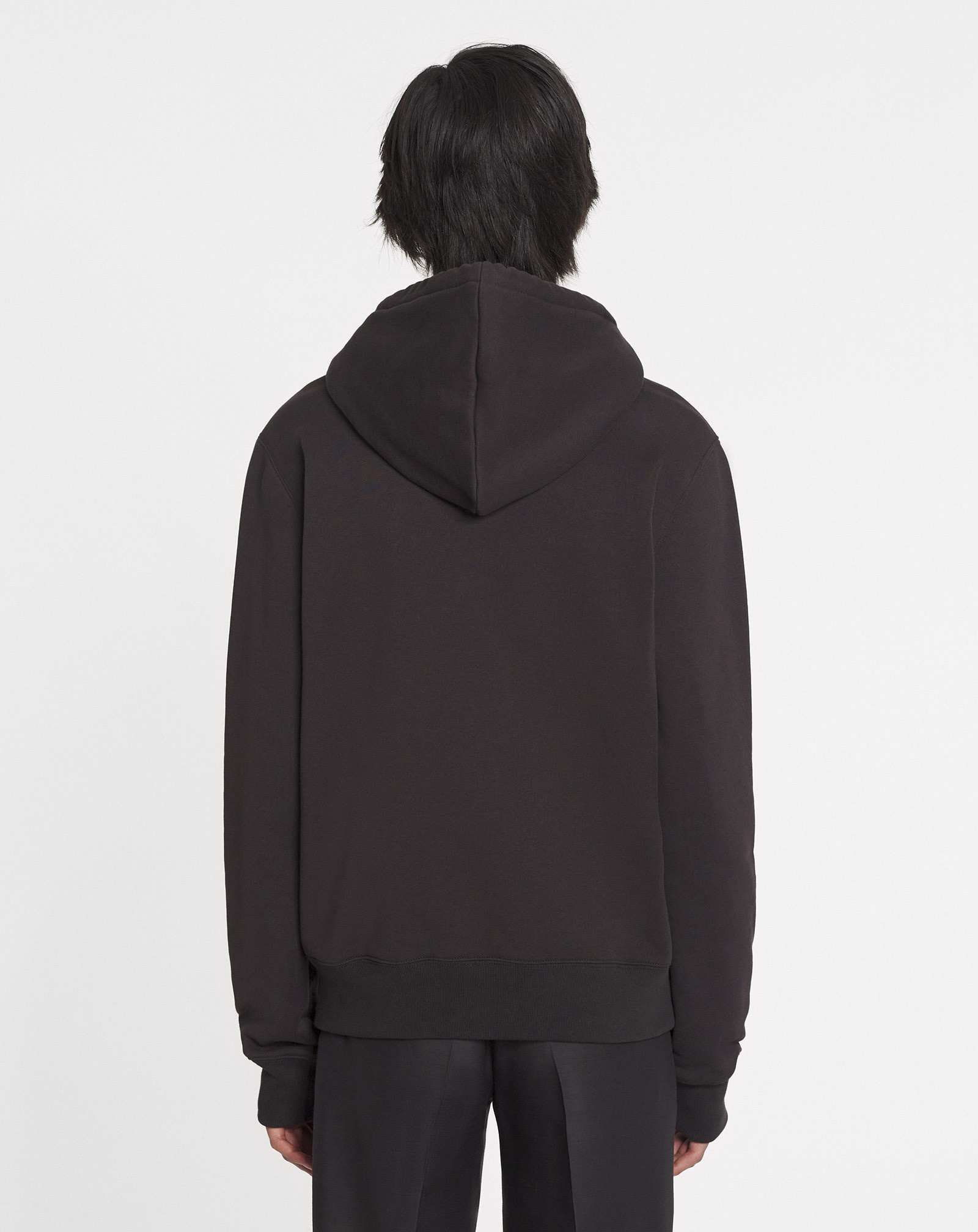 Lanvin Logo Embroidered Long-sleeved Hoodie In Black
