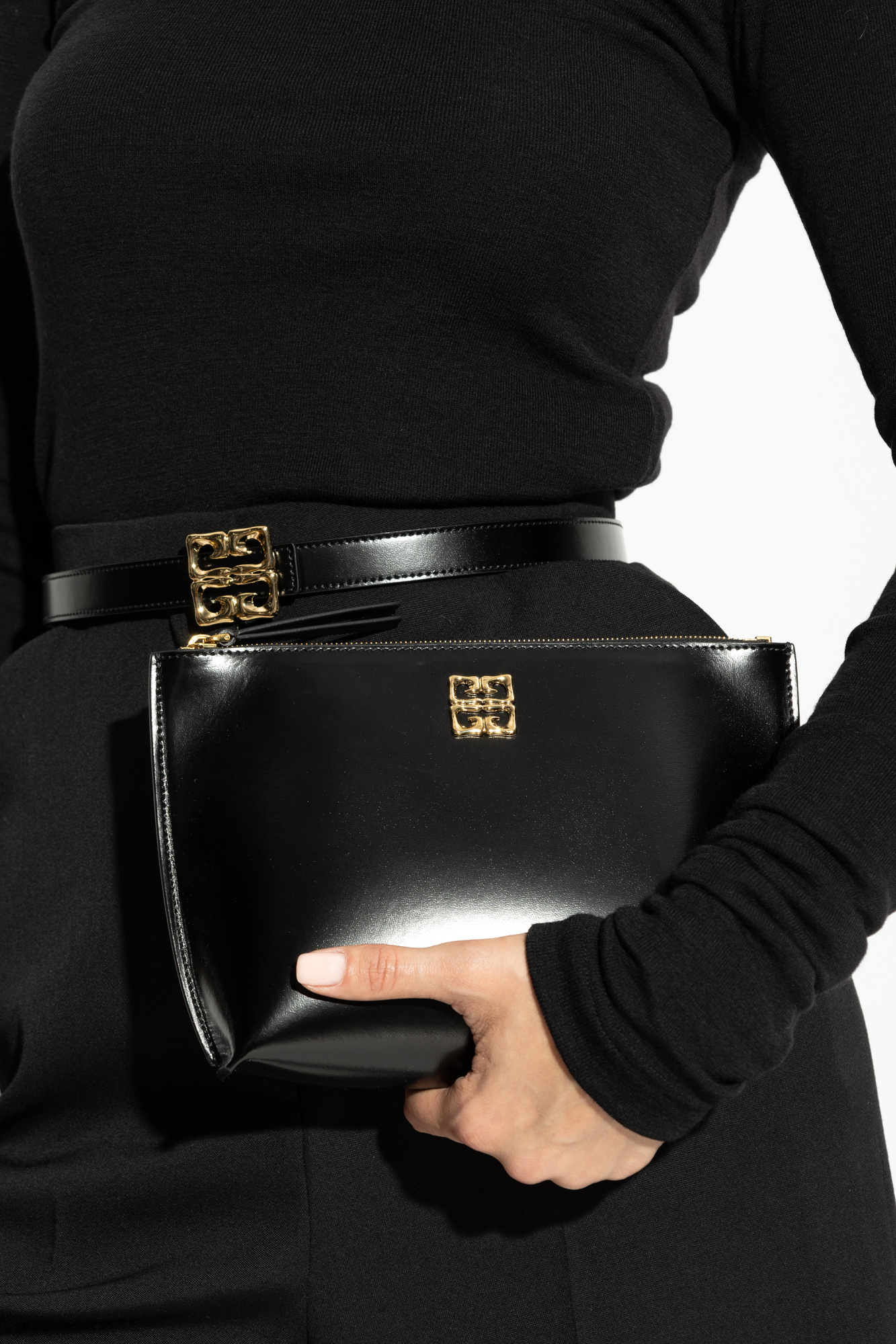 Givenchy Medium 4g Liquid Pouch In Box Leather In Black