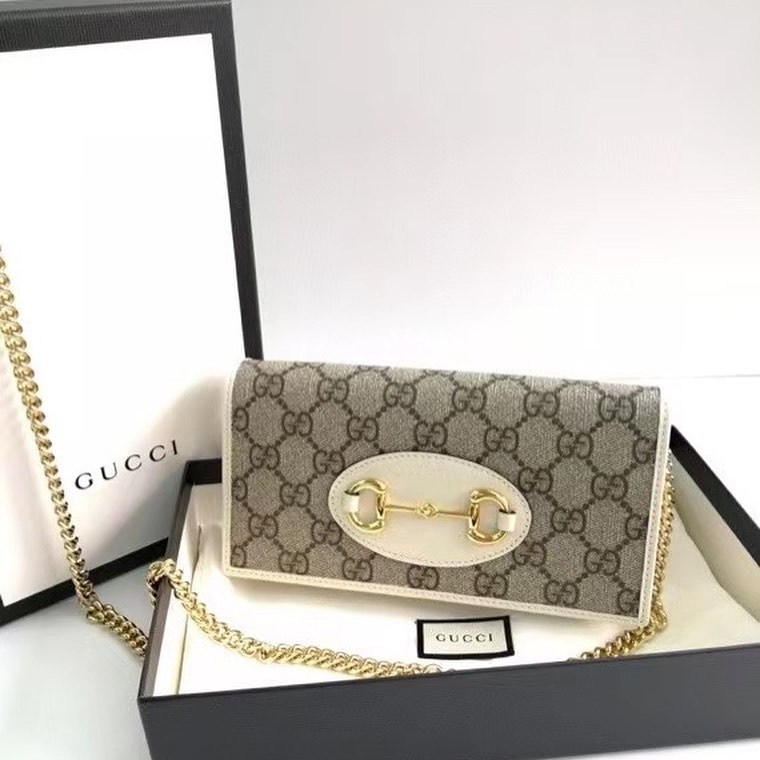Gucci 1955 Horsebit Chain-strap Wallet In Nude