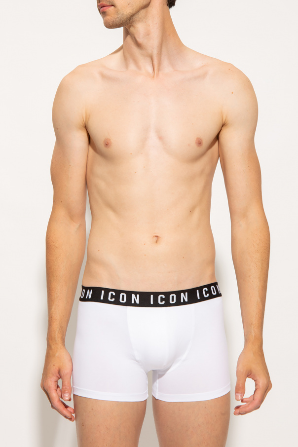 Dsquared2 Logo Boxer Shorts With Elastic Waistband In White