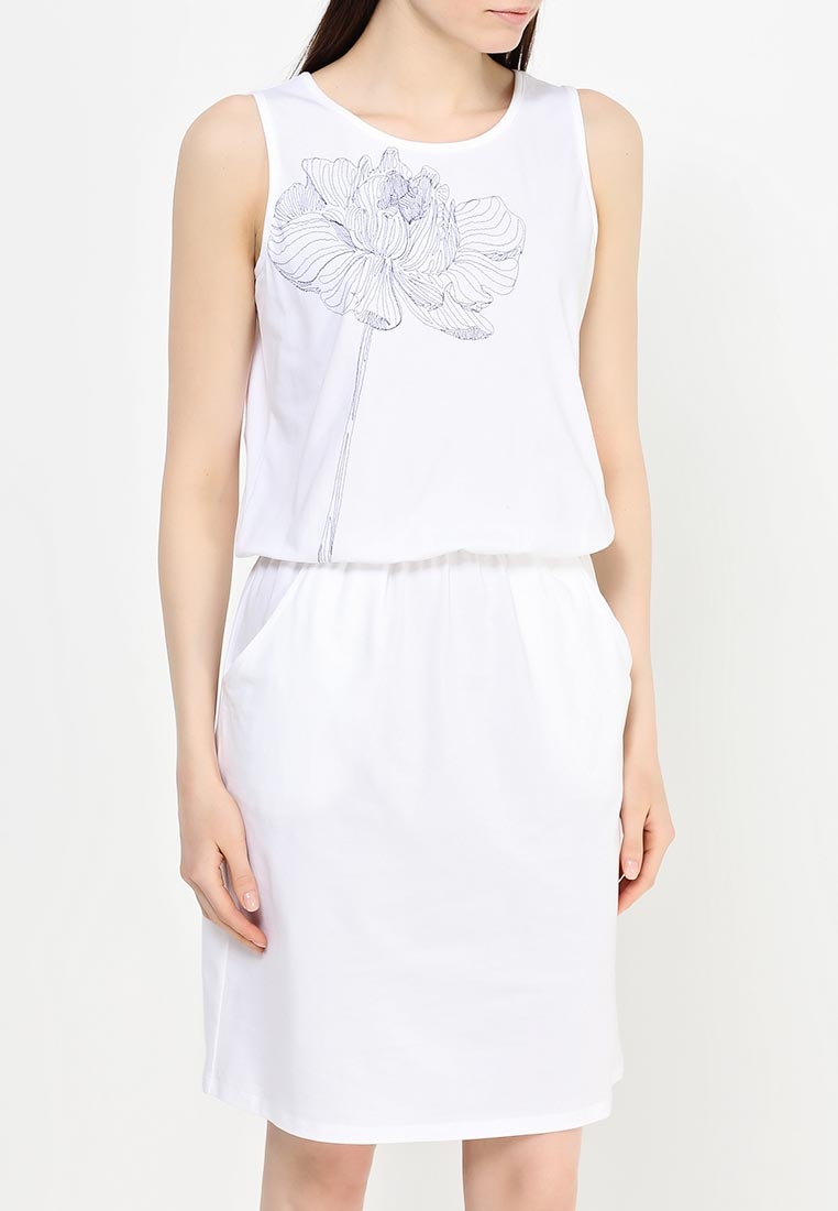 Armani Jeans Sleeveless Printed Dress In White