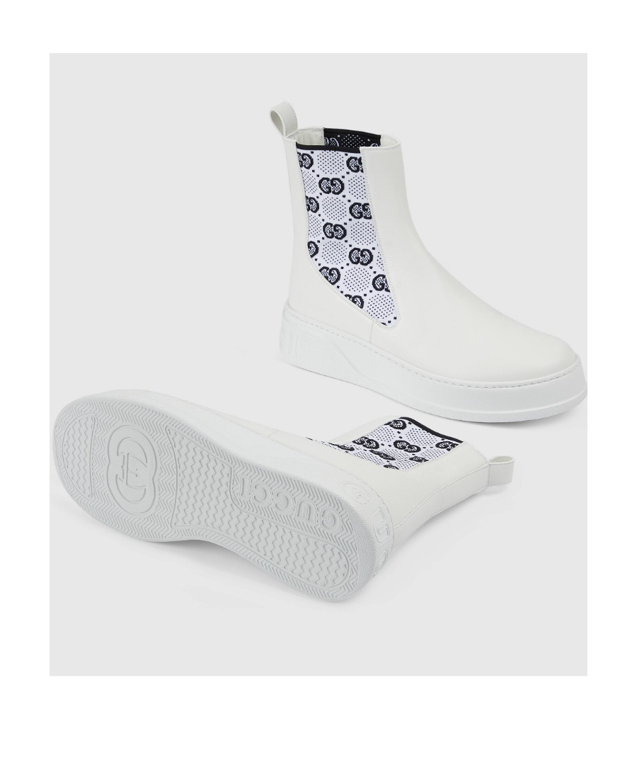 Gucci Gg Supreme Ankle Boots In White