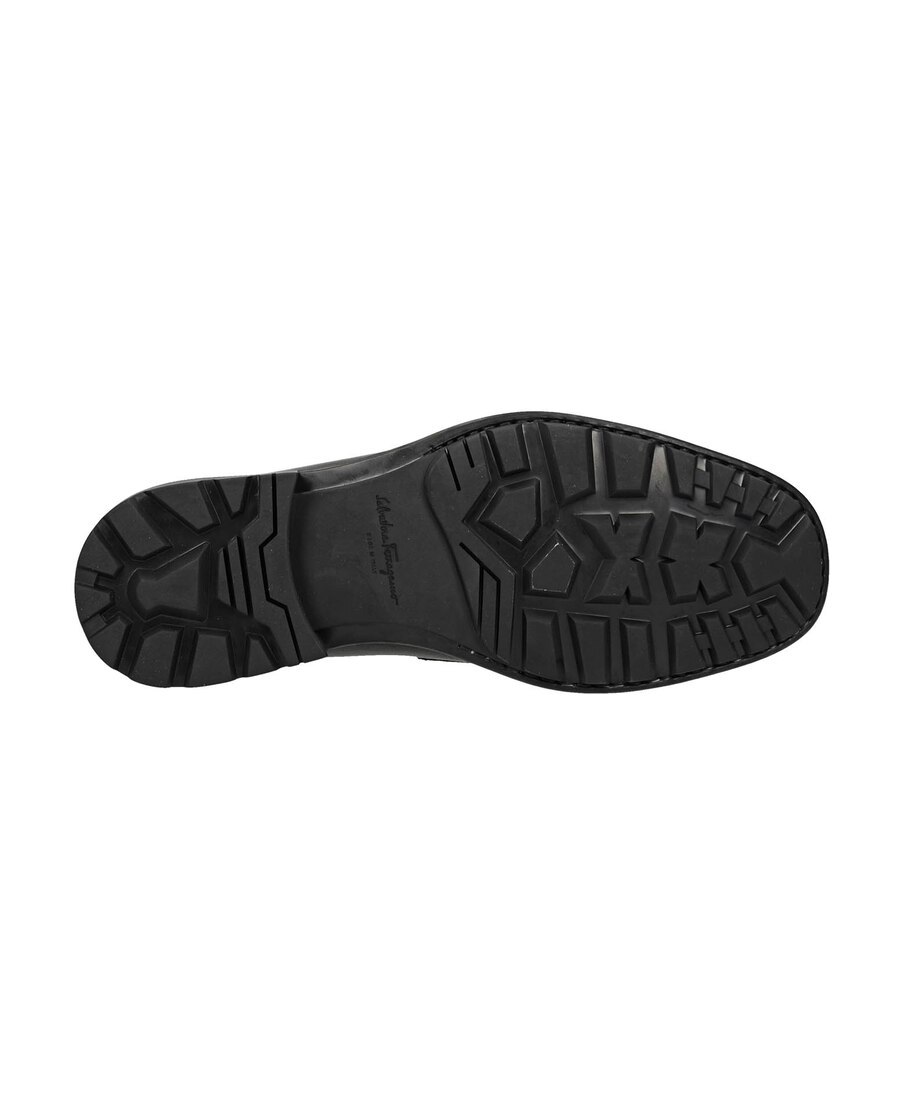 Ferragamo Leather David Loafer With Gancini Hook For Men In Black