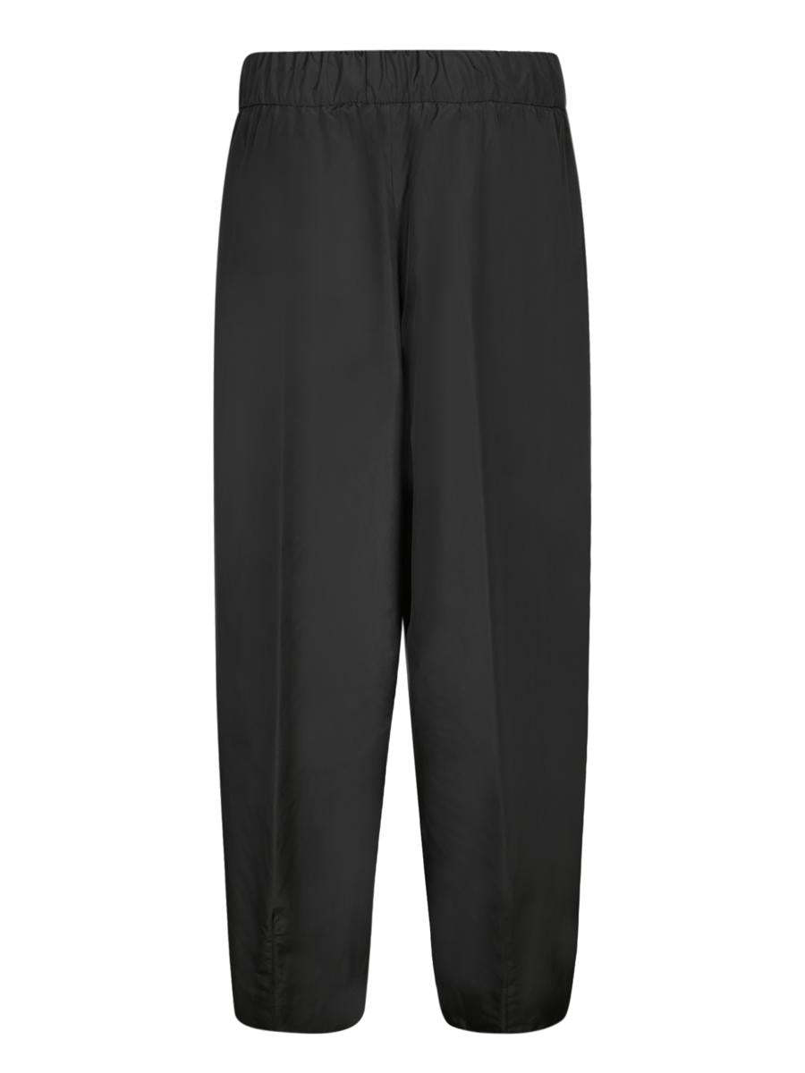 Herno Carrot Fit Black Taffeta Trousers With Adjustable Waistband In Black