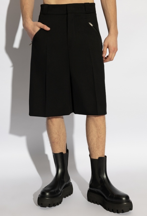 Alexander Mcqueen Formal Wool Bermuda Shorts In Black
