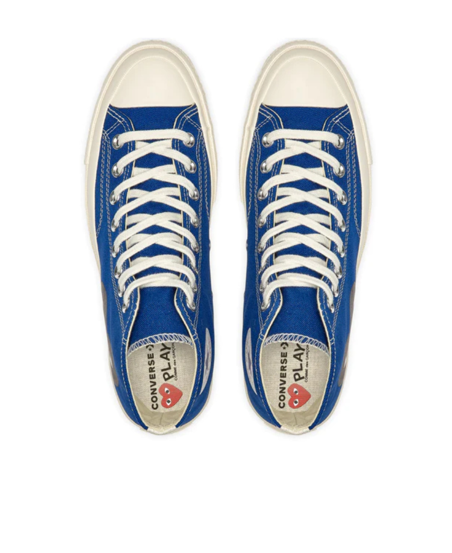 Shop Comme Des Garçons Play Logo Lace Up Casual Sports Shoes In Blue