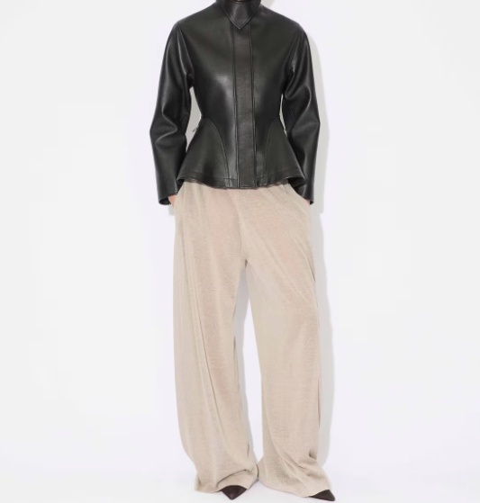 Alaïa Womens Noir Alaia Peplum Band-collar Leather Jacket In Black