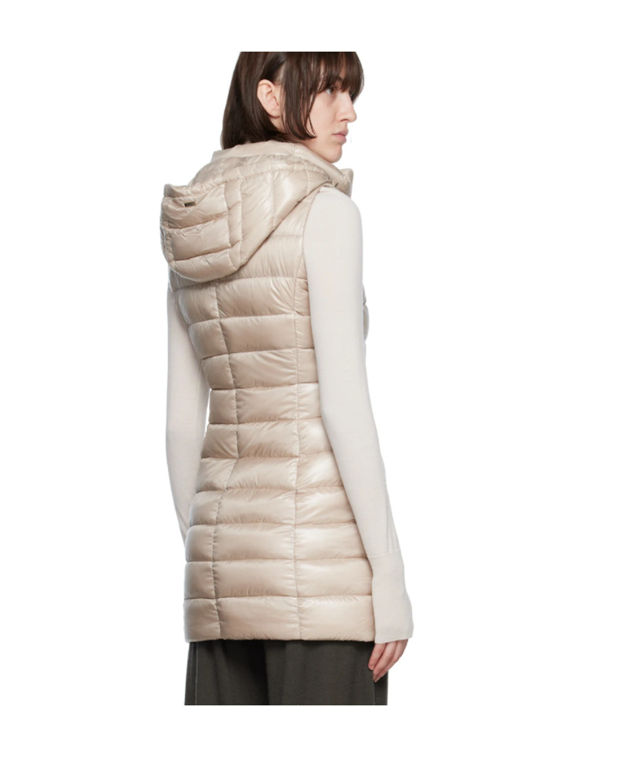 Herno Lightweight Longline Hooded Sleeveless Jacket In White