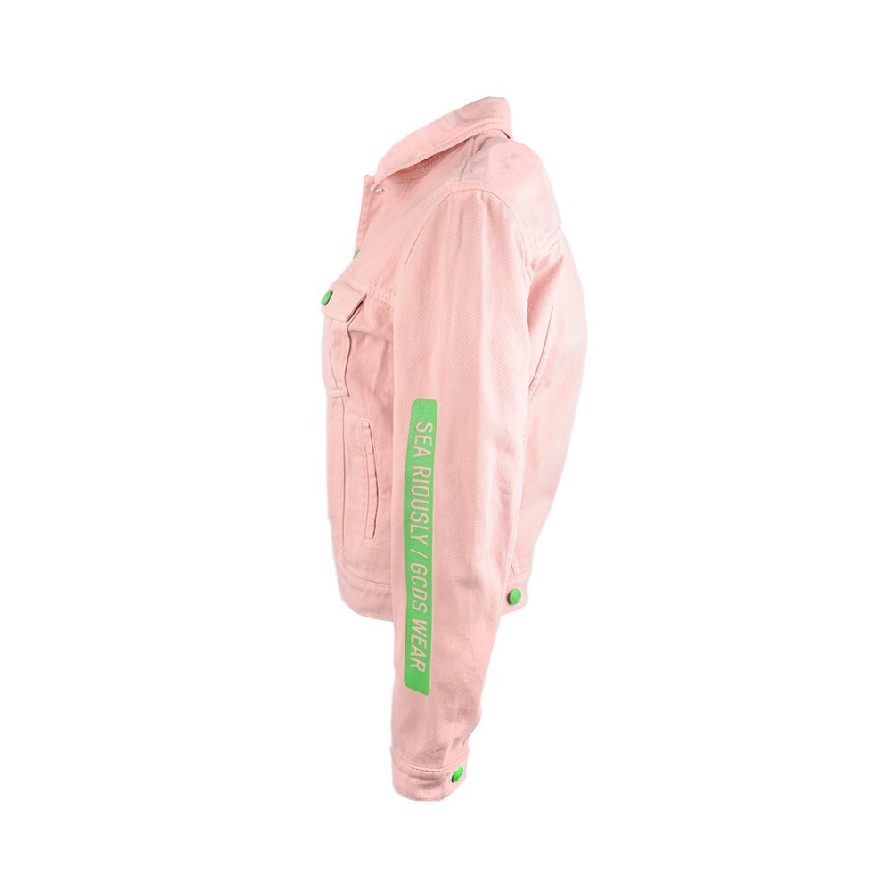 Gcds Logo Denim Jacket In Pink