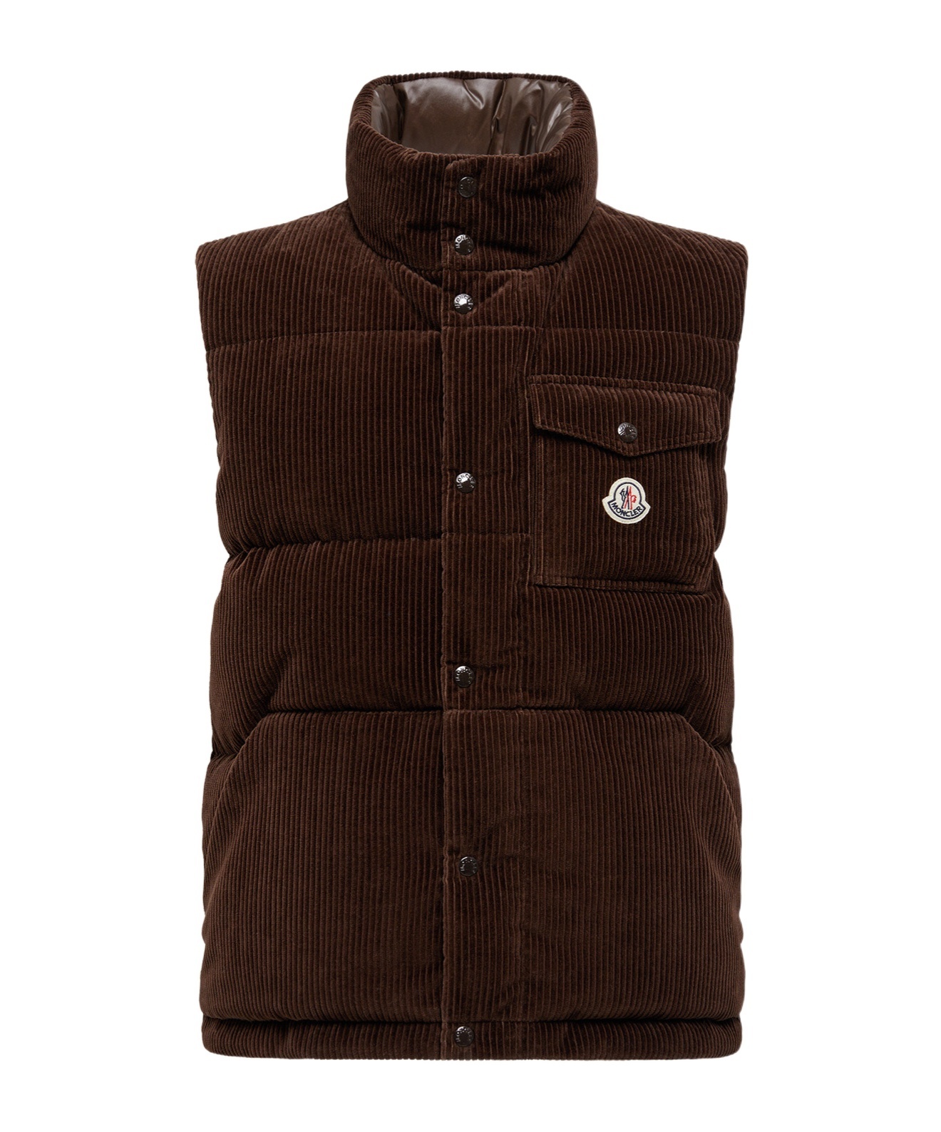 Moncler Mens Taupe Agen Sleeveless Corduroy Gilet In Brown