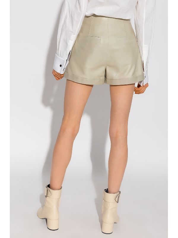 Saint Laurent High-waisted Leather Shorts In White